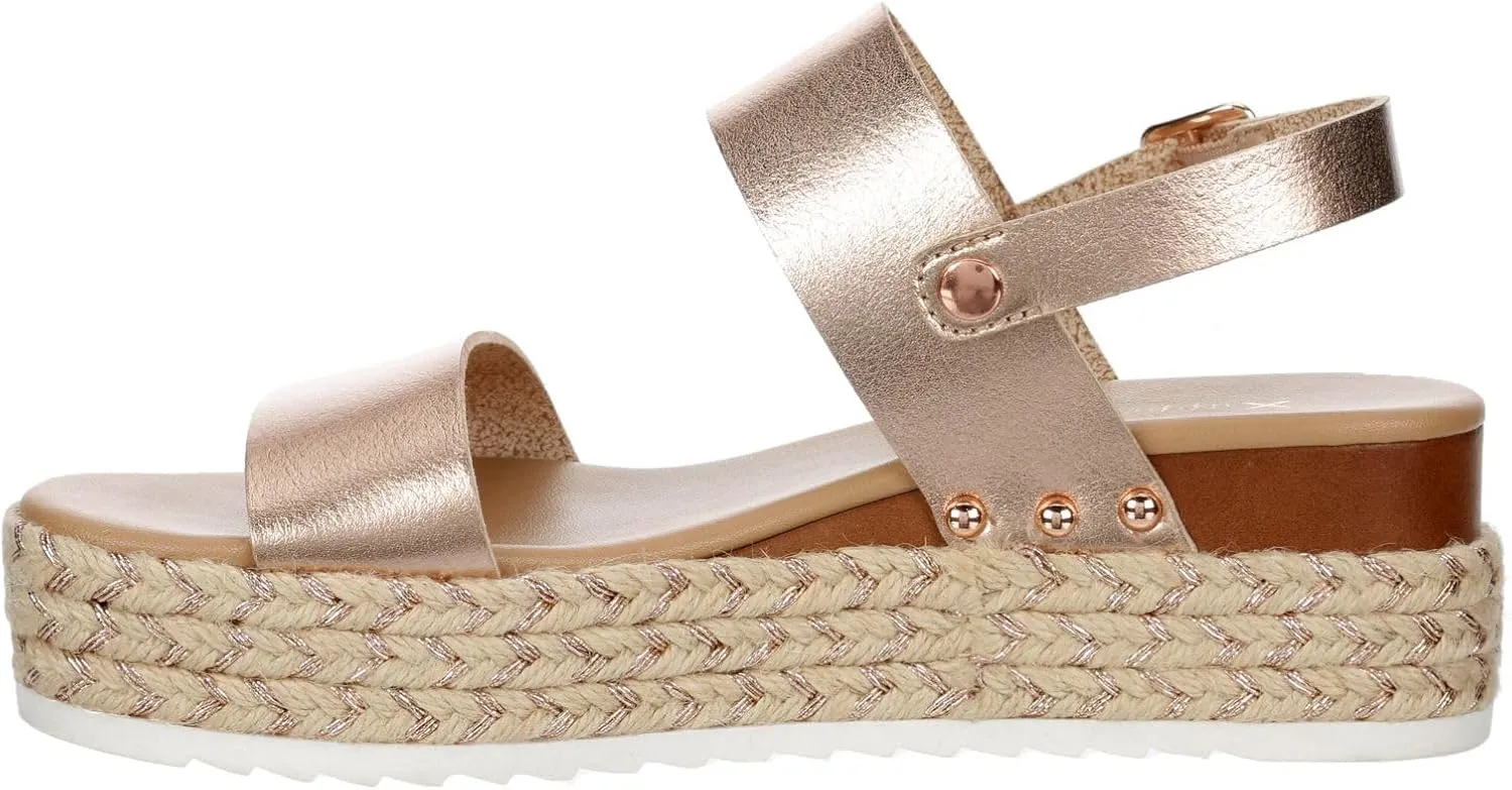 XAPPEAL Amelia - Women's Open Toe Ankle Buckle Strap Casual Platform Espadrille Sandals