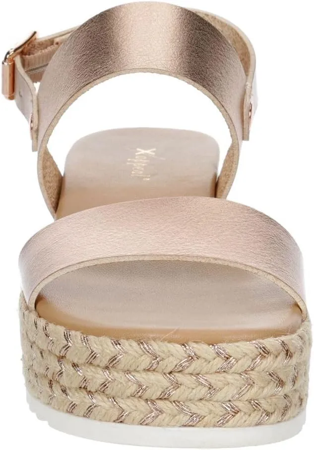 XAPPEAL Amelia - Women's Open Toe Ankle Buckle Strap Casual Platform Espadrille Sandals