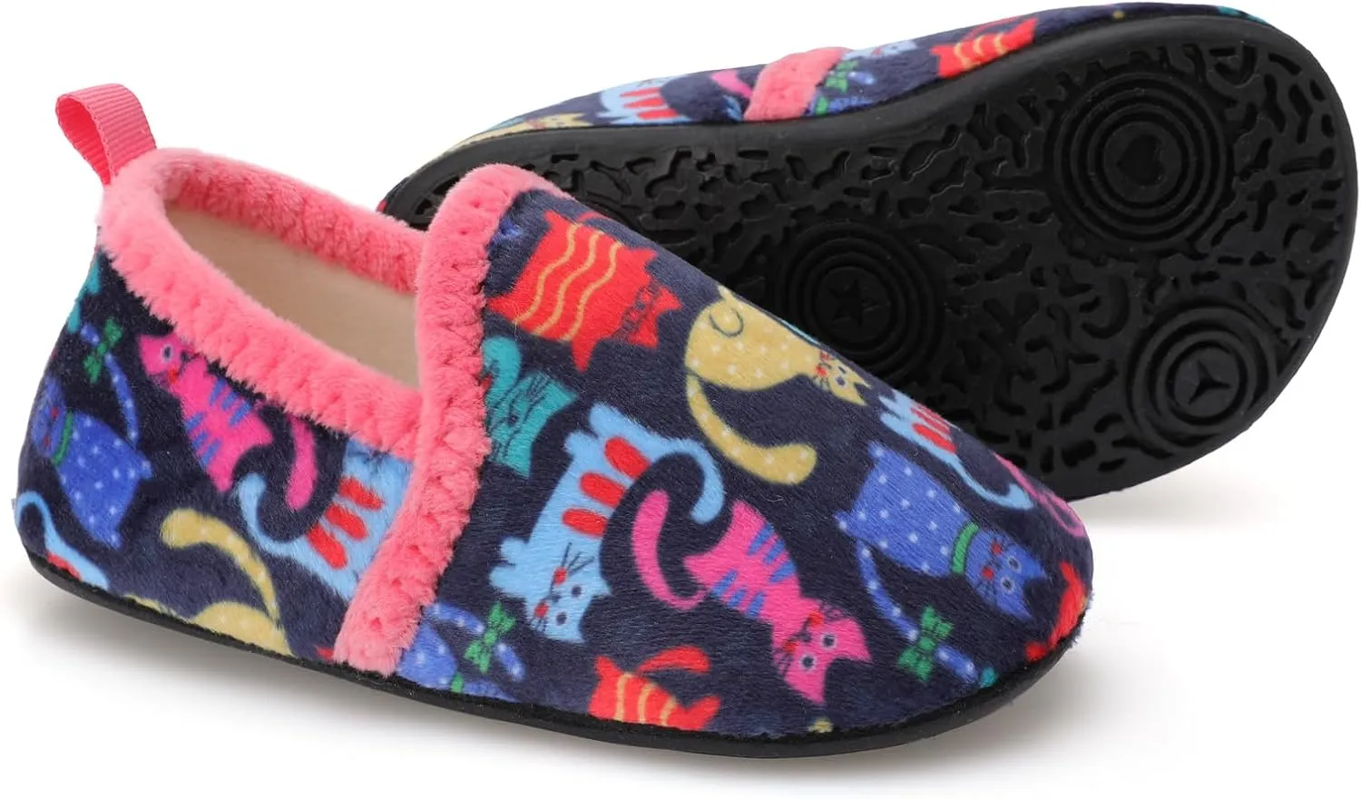XIHALOOK Toddler Boys Girls House Slippers with Microfleece Lining Cozy Household Shoes Non-slip for Kids