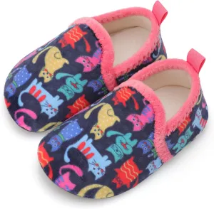 XIHALOOK Toddler Boys Girls House Slippers with Microfleece Lining Cozy Household Shoes Non-slip for Kids