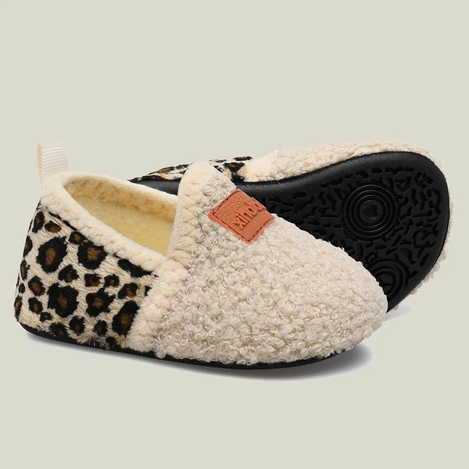 XIHALOOK Toddler Boys Girls House Slippers with Microfleece Lining Cozy Household Shoes Non-slip for Kids