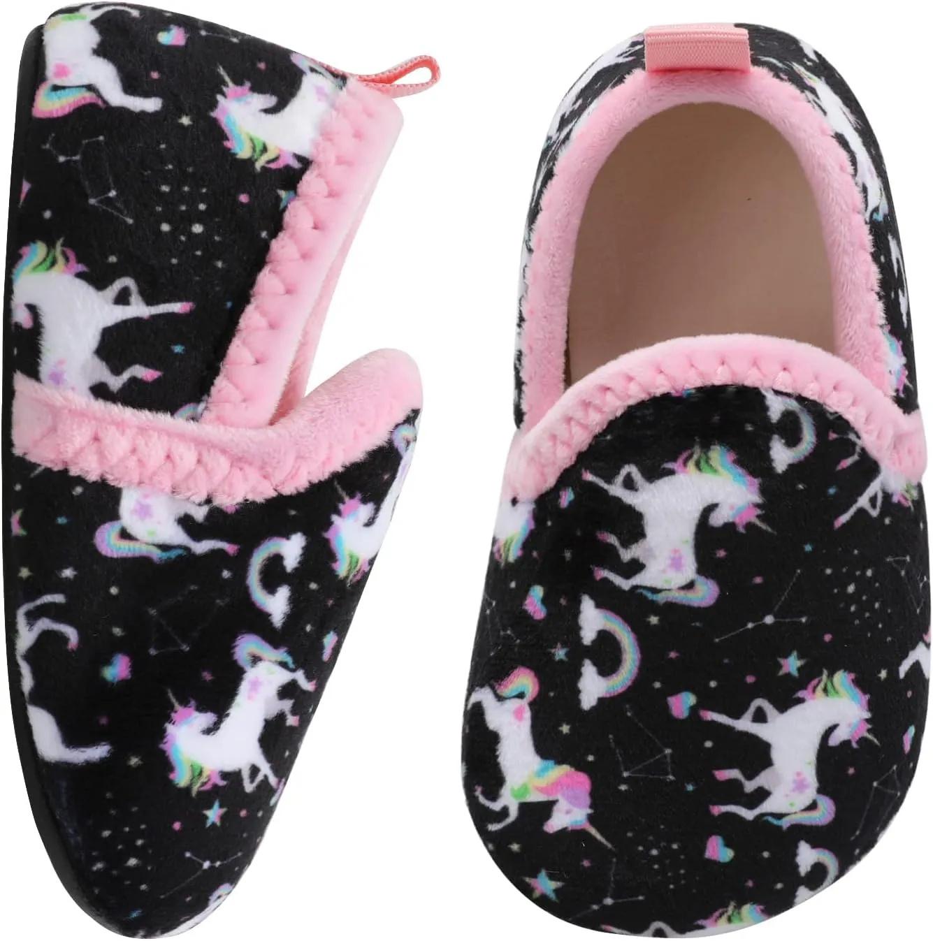 XIHALOOK Toddler Boys Girls House Slippers with Microfleece Lining Cozy Household Shoes Non-slip for Kids