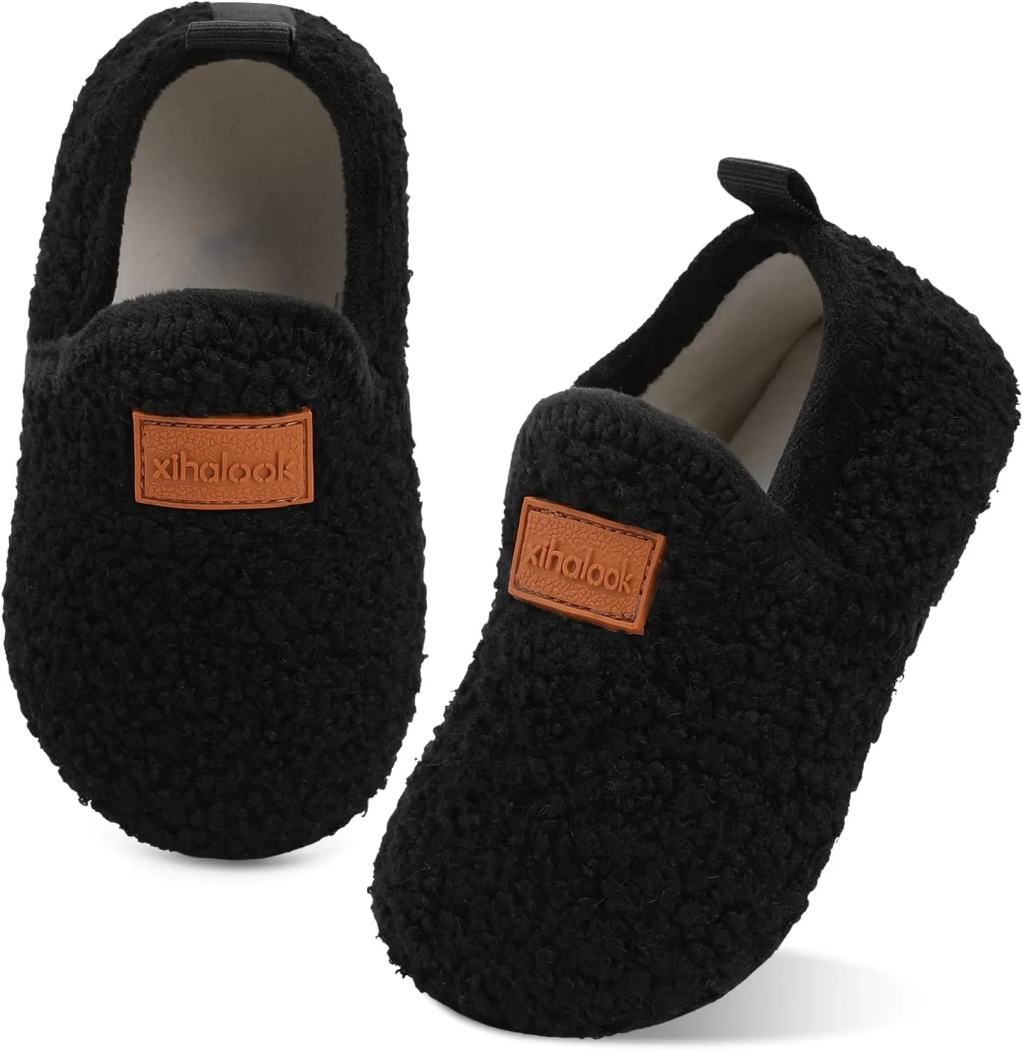 XIHALOOK Toddler Boys Girls House Slippers with Microfleece Lining Cozy Household Shoes Non-slip for Kids