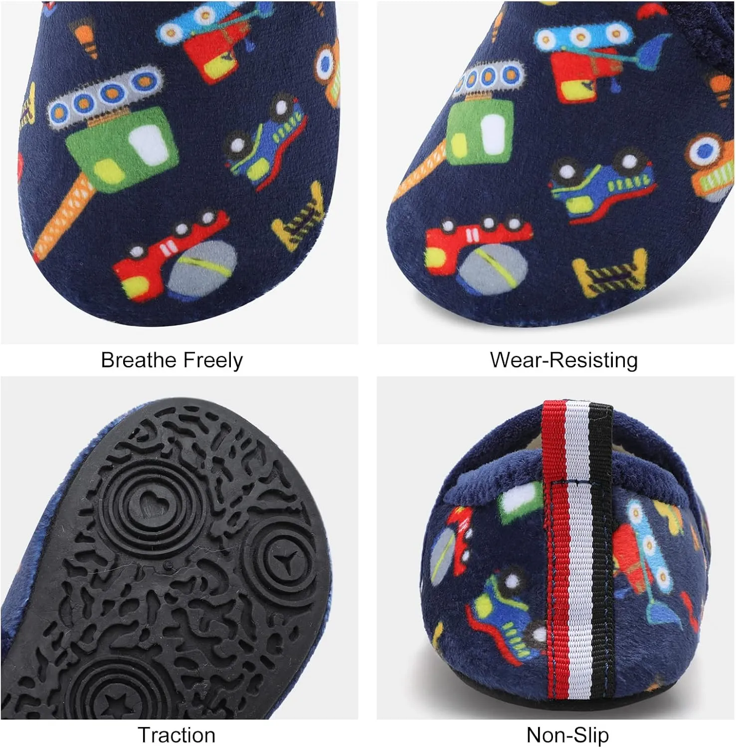 XIHALOOK Toddler Boys Girls House Slippers with Microfleece Lining Cozy Household Shoes Non-slip for Kids