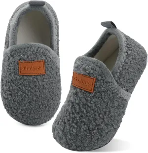 XIHALOOK Toddler Boys Girls House Slippers with Microfleece Lining Cozy Household Shoes Non-slip for Kids