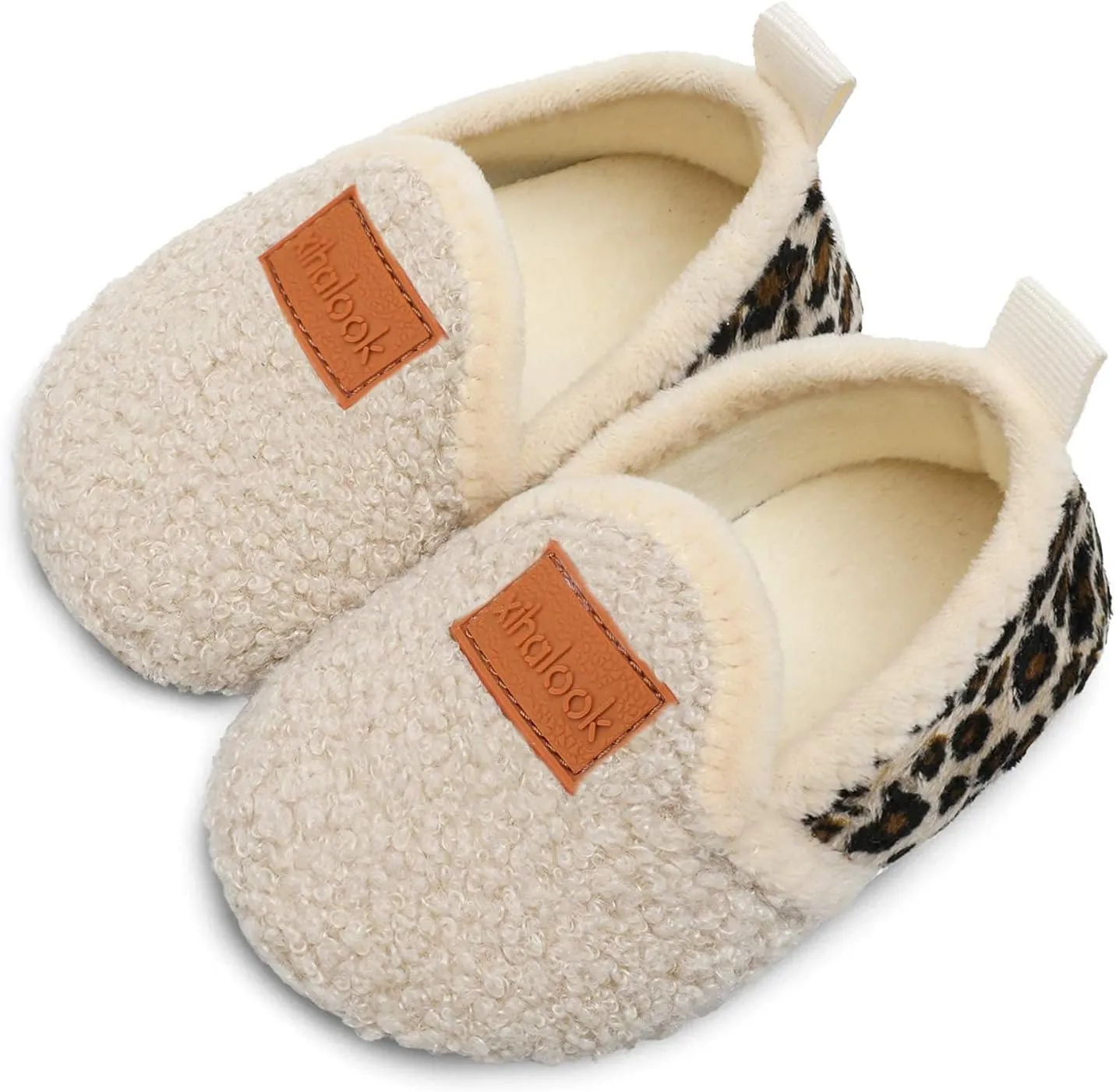XIHALOOK Toddler Boys Girls House Slippers with Microfleece Lining Cozy Household Shoes Non-slip for Kids