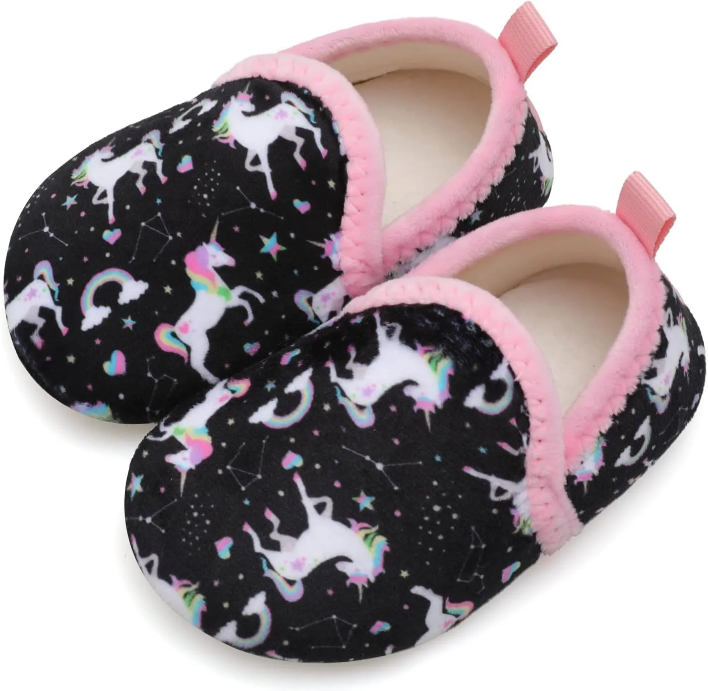 XIHALOOK Toddler Boys Girls House Slippers with Microfleece Lining Cozy Household Shoes Non-slip for Kids