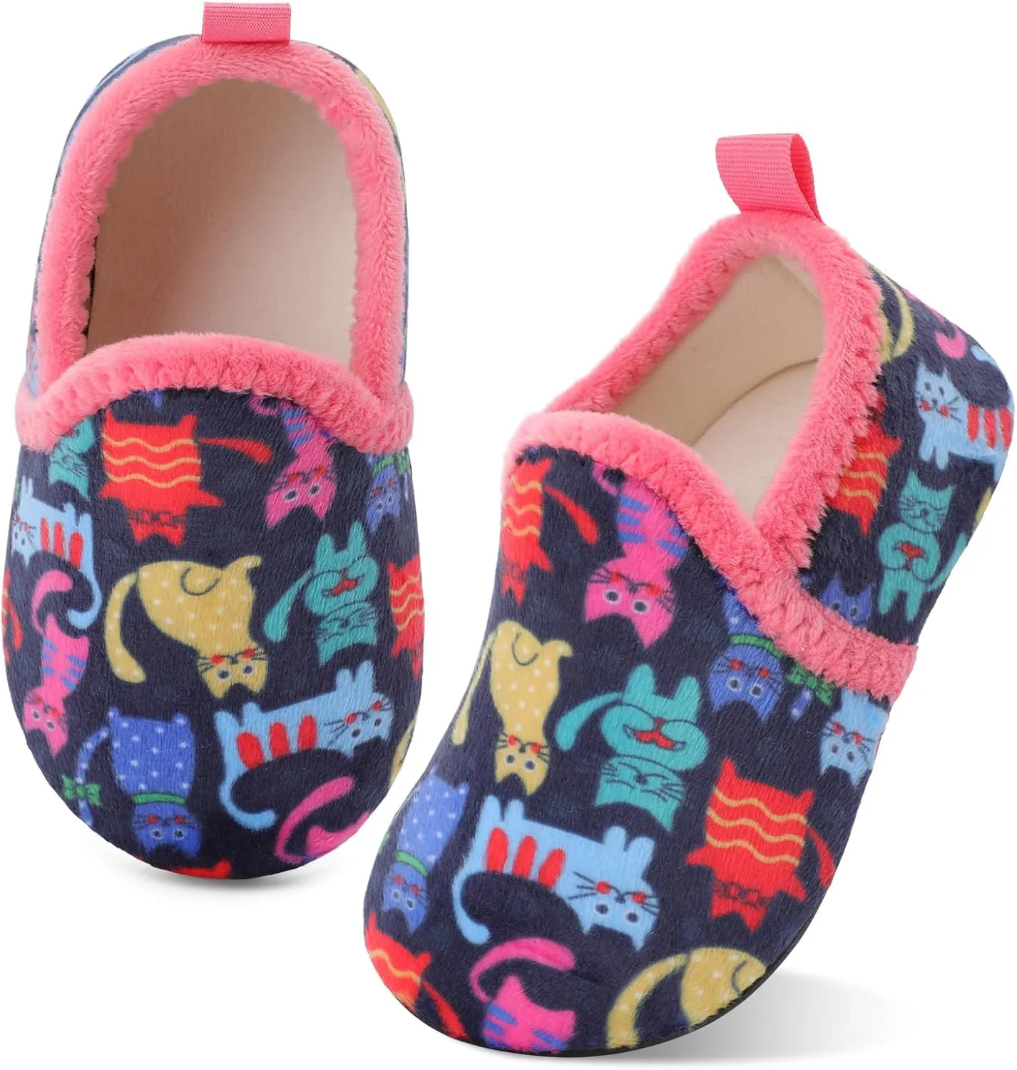 XIHALOOK Toddler Boys Girls House Slippers with Microfleece Lining Cozy Household Shoes Non-slip for Kids