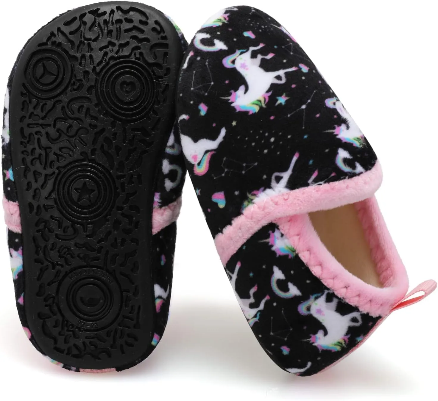 XIHALOOK Toddler Boys Girls House Slippers with Microfleece Lining Cozy Household Shoes Non-slip for Kids
