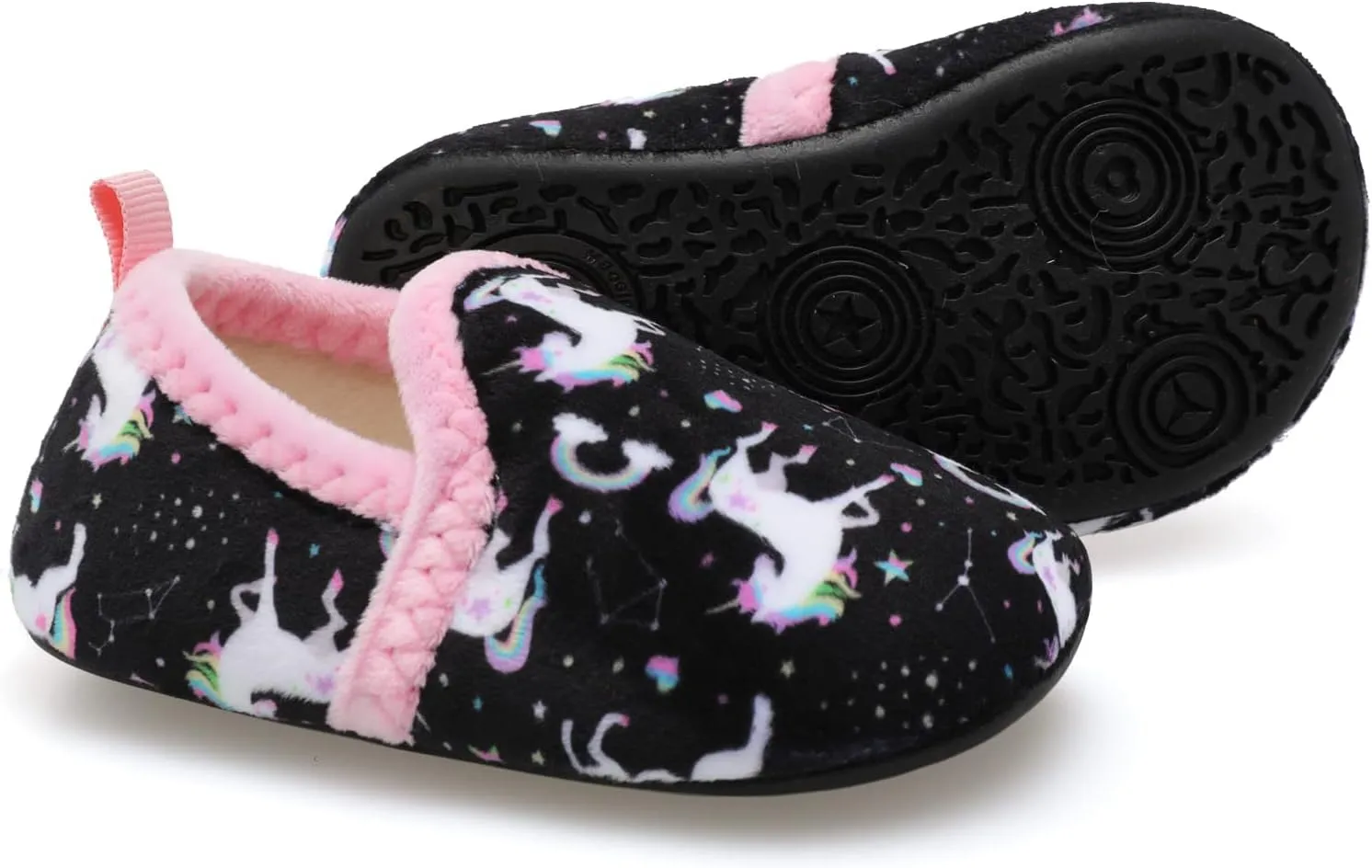 XIHALOOK Toddler Boys Girls House Slippers with Microfleece Lining Cozy Household Shoes Non-slip for Kids