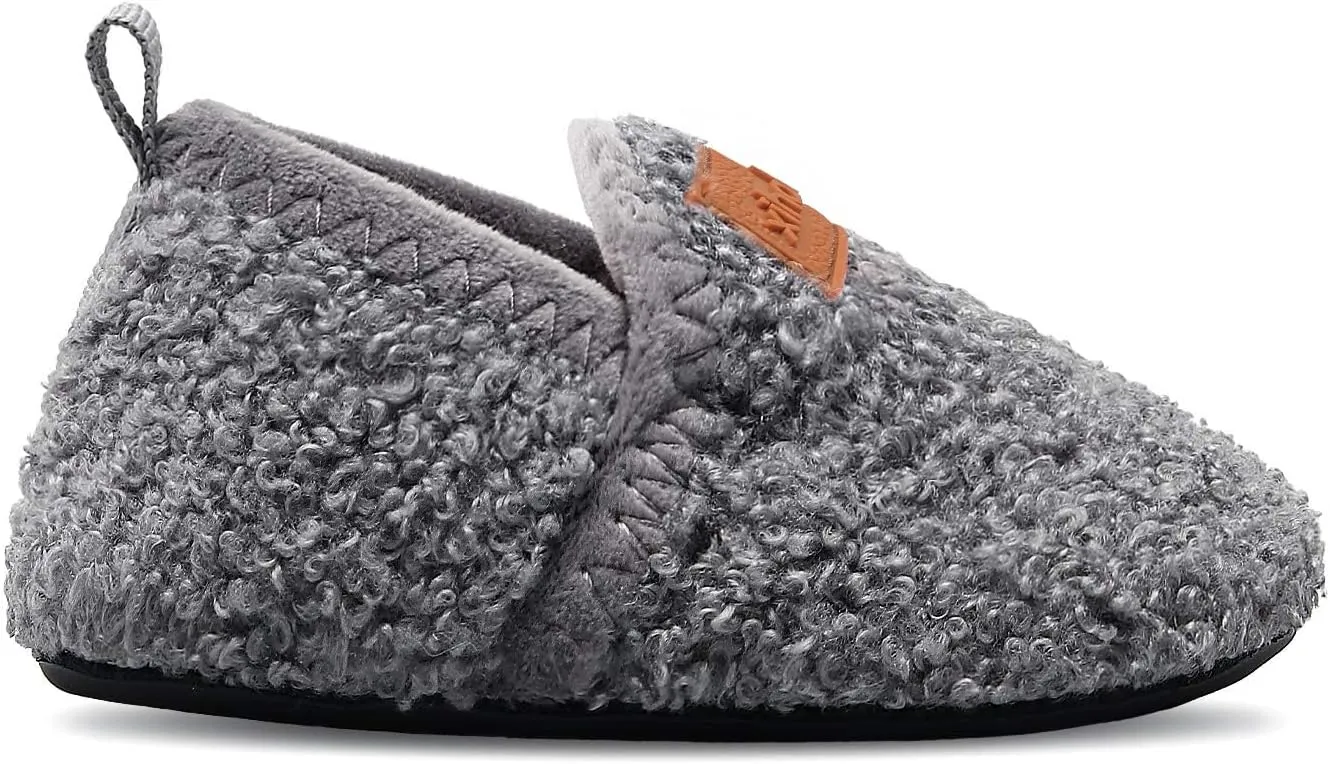 XIHALOOK Toddler Boys Girls House Slippers with Microfleece Lining Cozy Household Shoes Non-slip for Kids