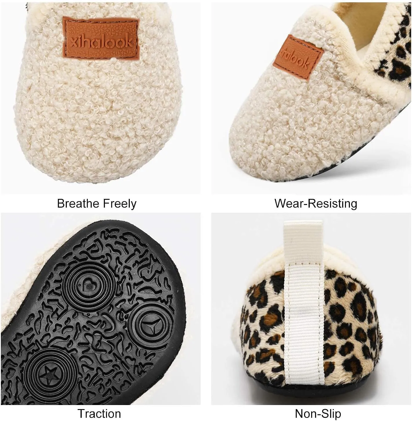 XIHALOOK Toddler Boys Girls House Slippers with Microfleece Lining Cozy Household Shoes Non-slip for Kids