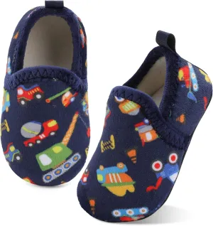 XIHALOOK Toddler Boys Girls House Slippers with Microfleece Lining Cozy Household Shoes Non-slip for Kids
