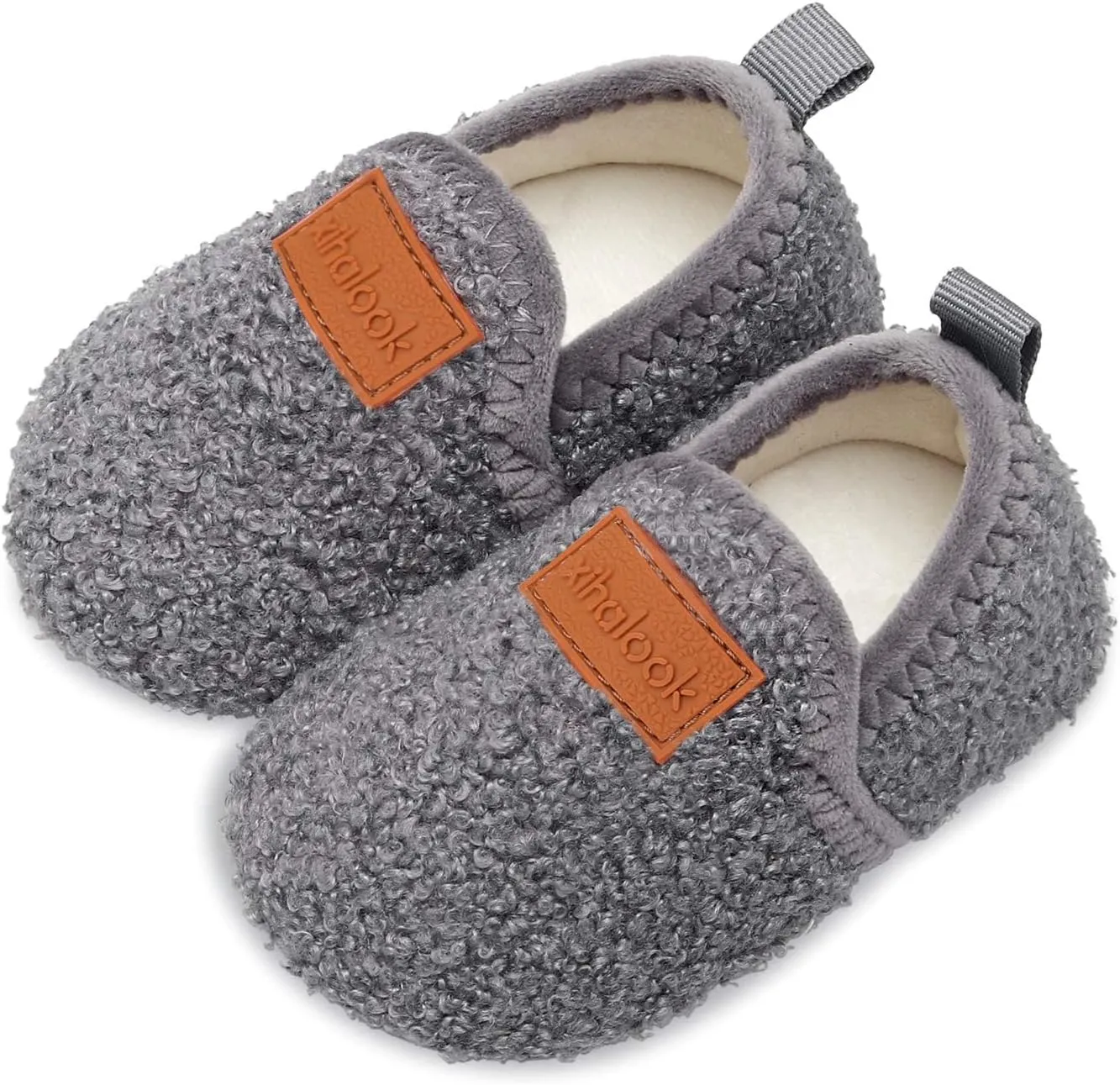 XIHALOOK Toddler Boys Girls House Slippers with Microfleece Lining Cozy Household Shoes Non-slip for Kids