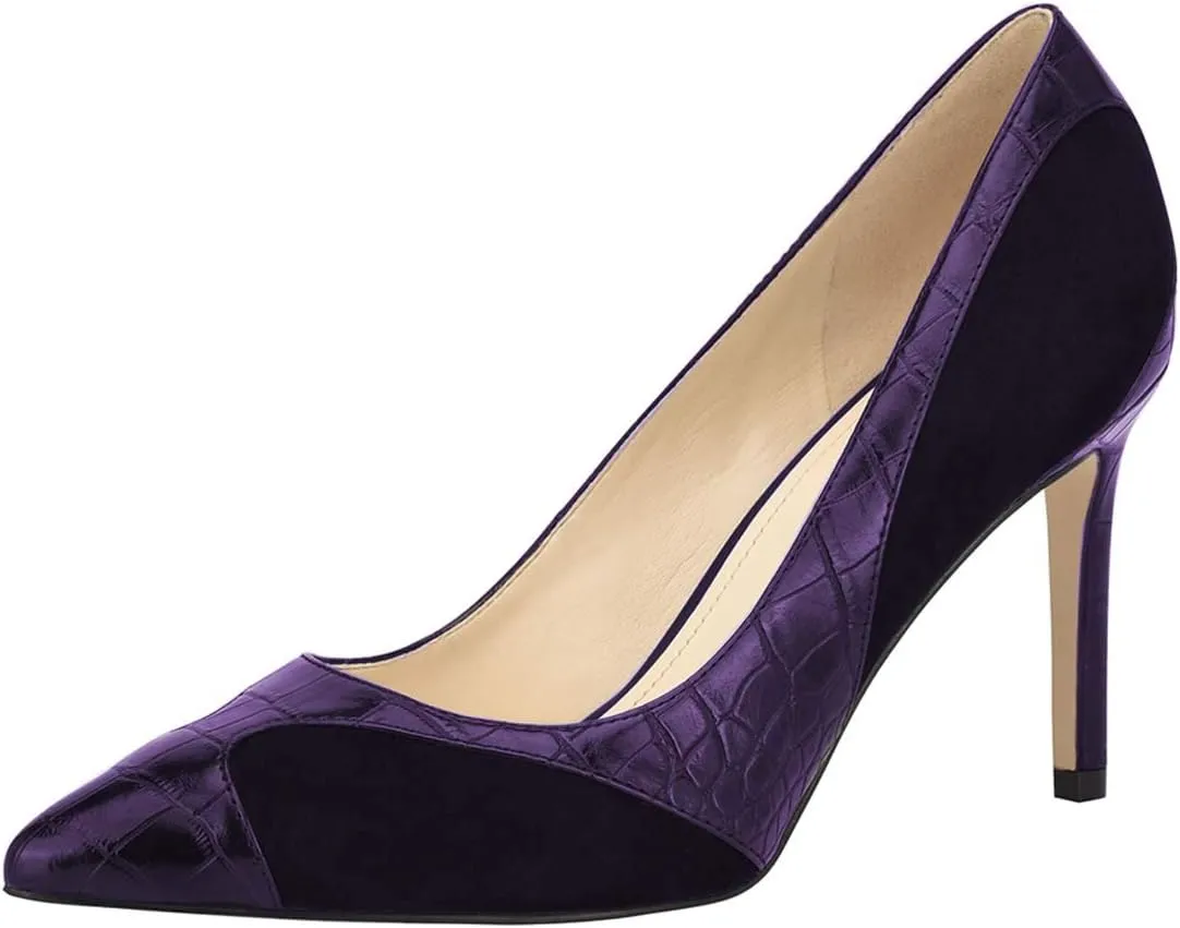 YDN Women Fashion High Stiletto Heels Closed Point Toe Fancy Slip On Party Pumps