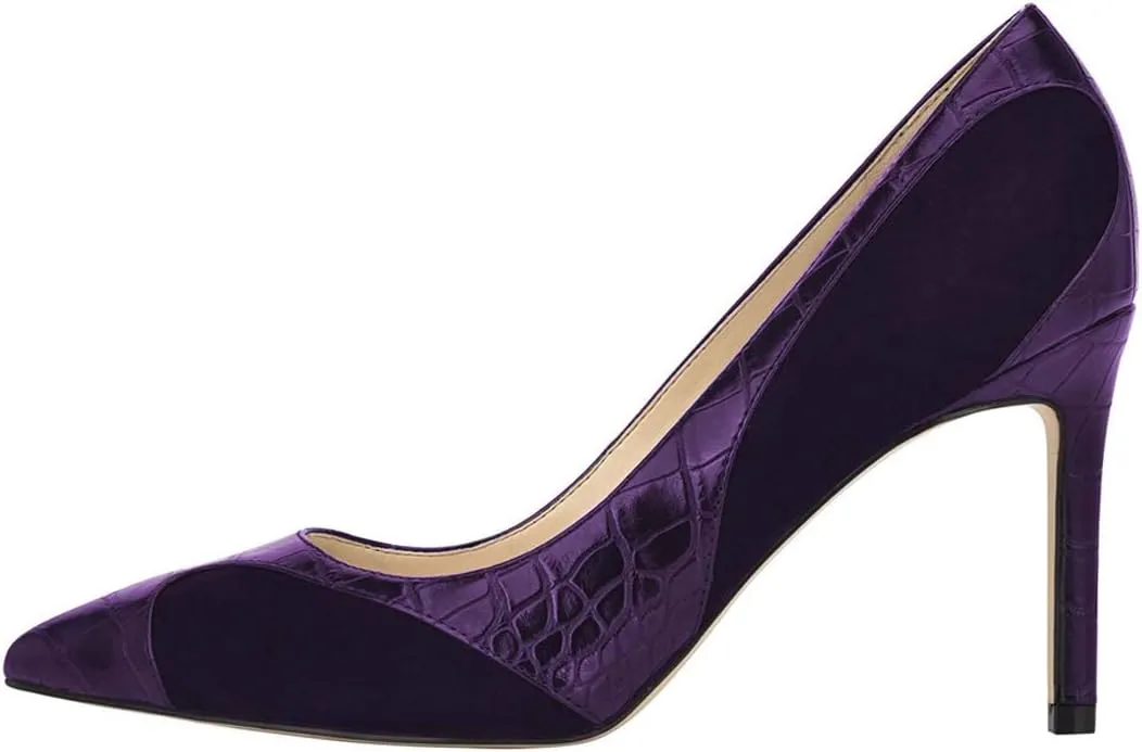 YDN Women Fashion High Stiletto Heels Closed Point Toe Fancy Slip On Party Pumps