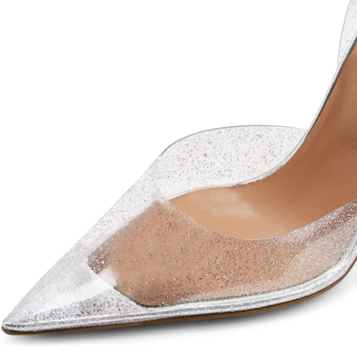 YDN Women Transparent Pumps Slingback Slip On Wineglass Slim High Heels Closed Pointed Toe Dress Shoes Dating Wedding Size 4-16 US
