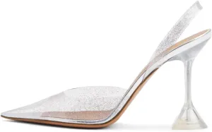 YDN Women Transparent Pumps Slingback Slip On Wineglass Slim High Heels Closed Pointed Toe Dress Shoes Dating Wedding Size 4-16 US
