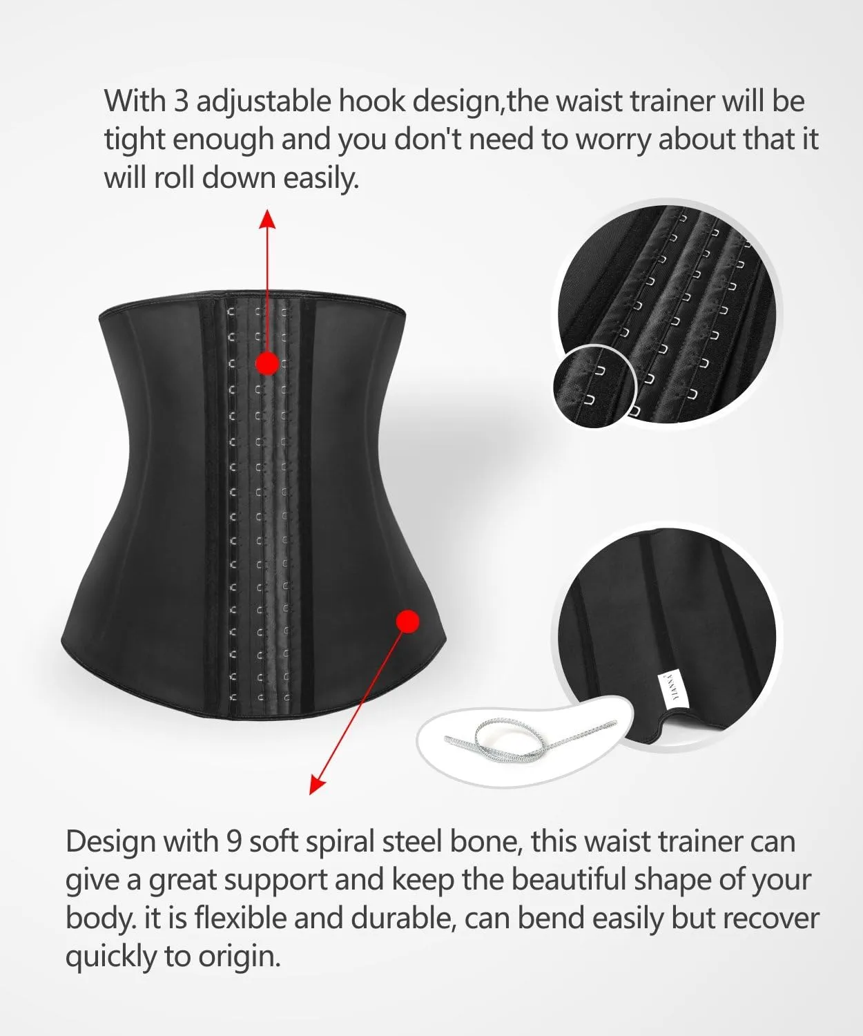 YIANNA Latex Long Torso Waist Trainer for Women Tummy Control Underbust Waist Cincher Corset Sport Girdle Body Shaper