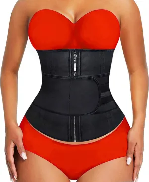 YIANNA Waist Trainer for Women Latex Underbust Double Training Belt Tummy Control Waist Cincher Sport Girdle