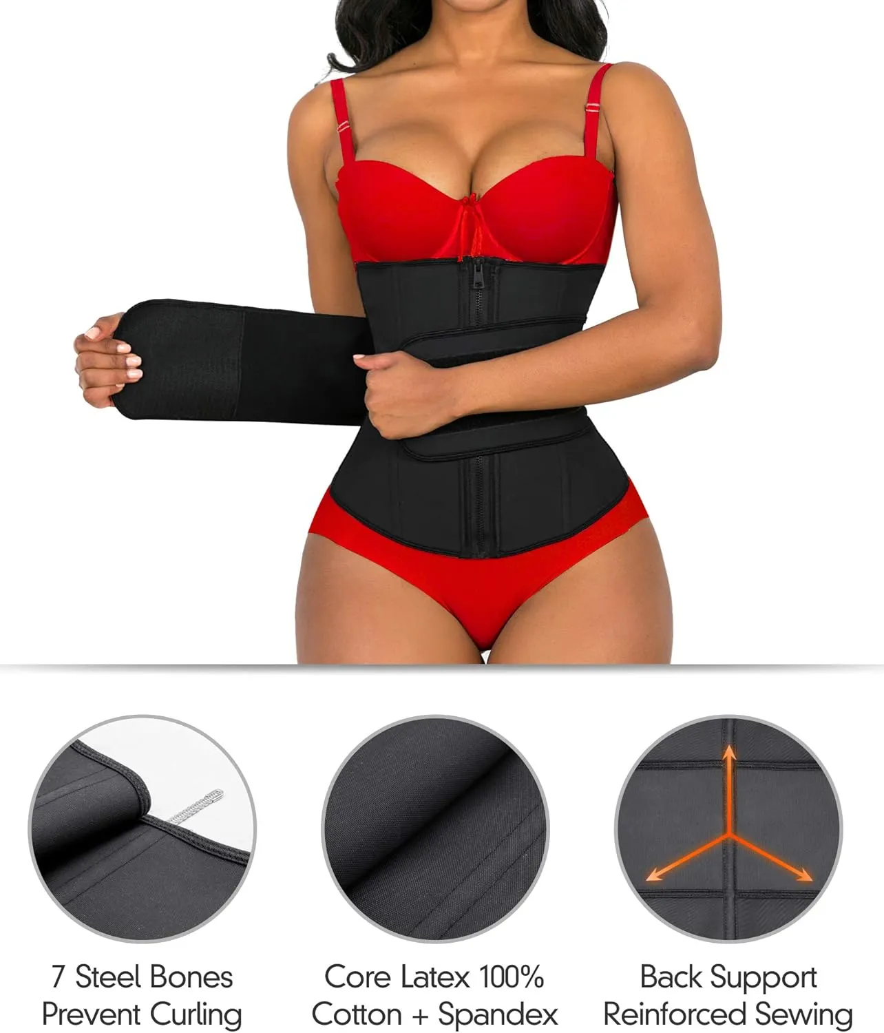 YIANNA Waist Trainer for Women Latex Underbust Double Training Belt Tummy Control Waist Cincher Sport Girdle