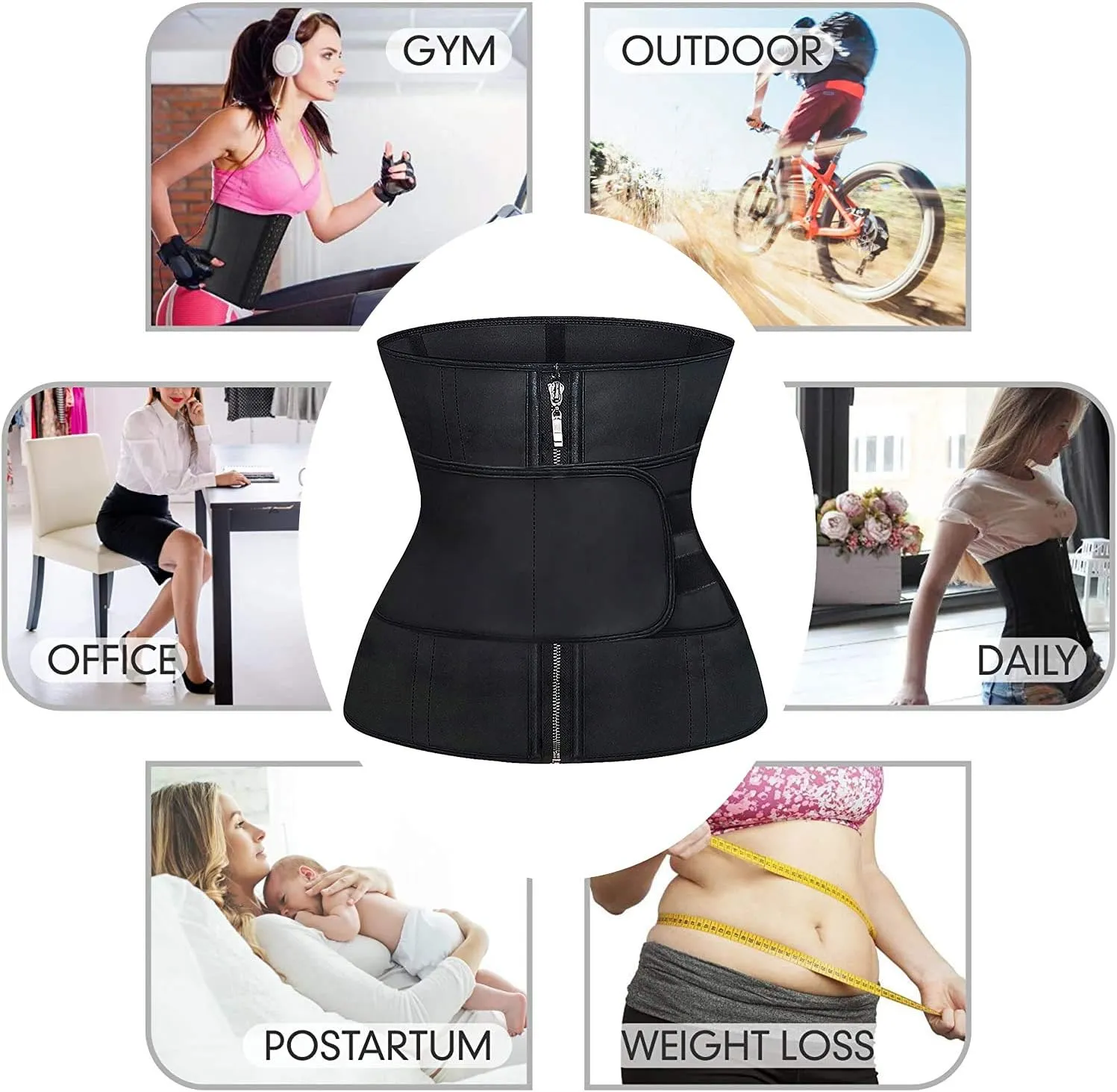 YIANNA Waist Trainer for Women Latex Underbust Double Training Belt Tummy Control Waist Cincher Sport Girdle