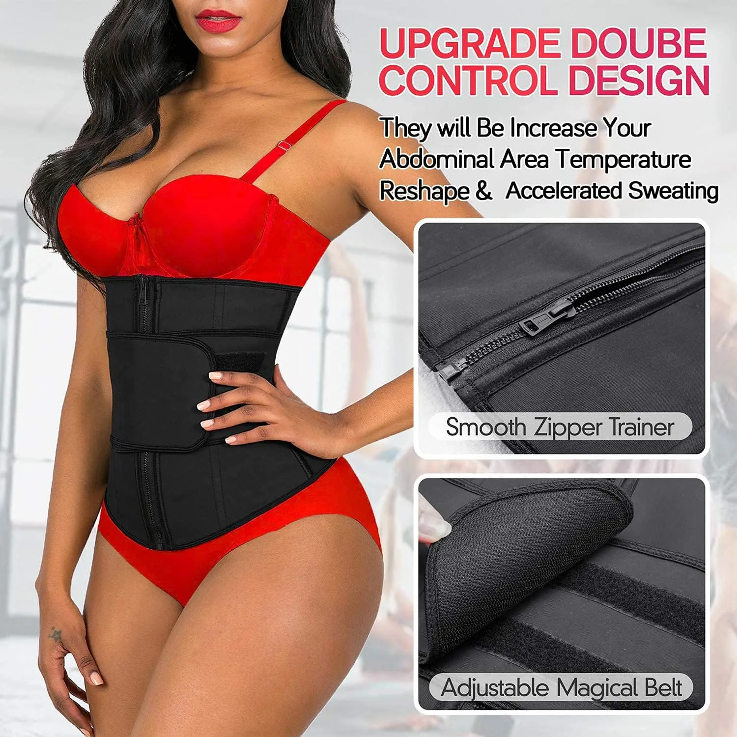 YIANNA Waist Trainer for Women Latex Underbust Double Training Belt Tummy Control Waist Cincher Sport Girdle