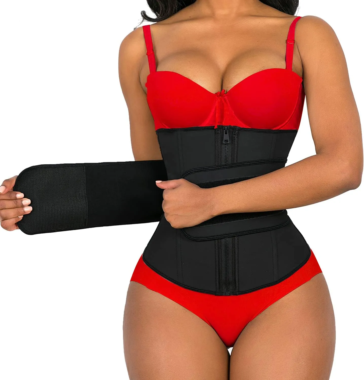 YIANNA Waist Trainer for Women Latex Underbust Double Training Belt Tummy Control Waist Cincher Sport Girdle
