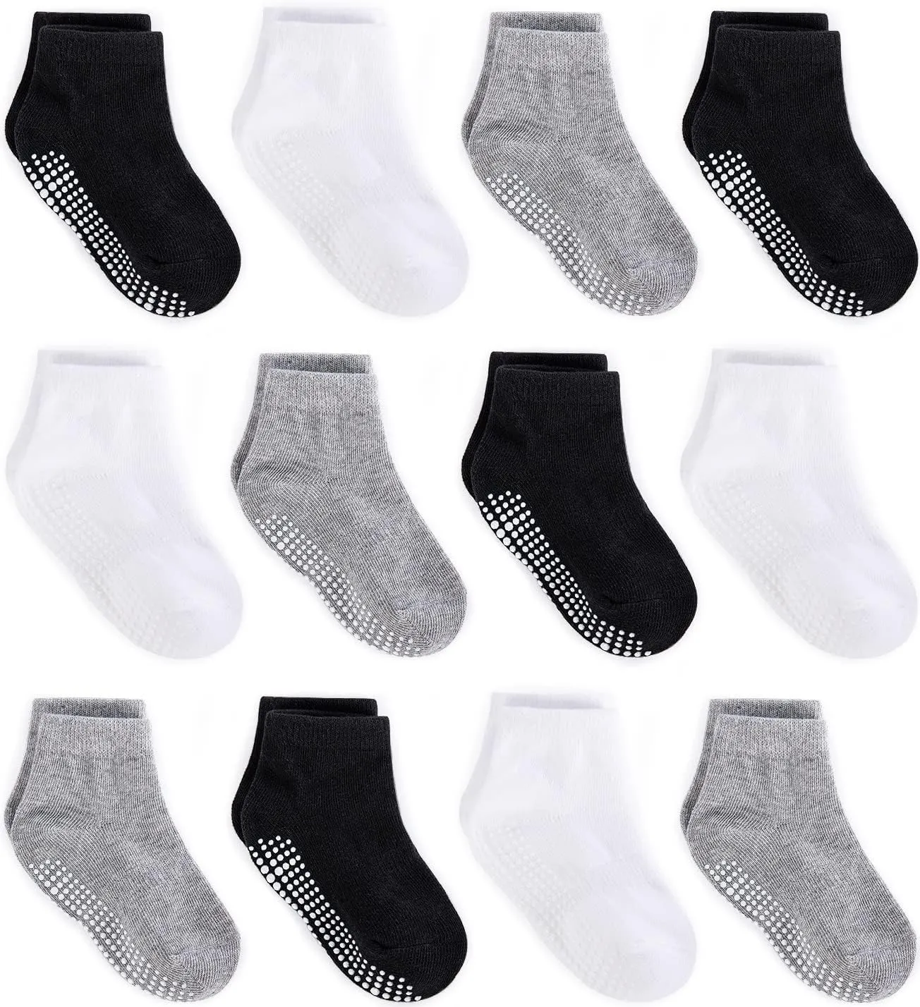 ZAPLES Baby Non Slip Grip Ankle Socks with Anti Skid Grippers Boys Girls Low Cut for Infants Toddlers Kids